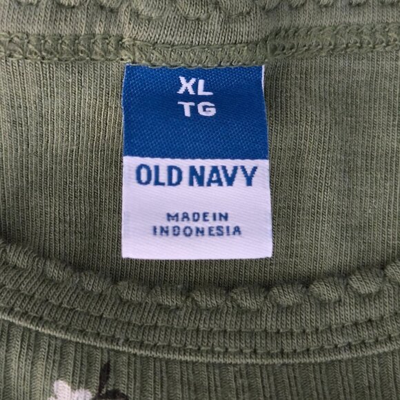 NWOT | Olive Green Floral Print Ribbed Knit Crewneck T-Shirt | XLarge - Picture 4 of 6